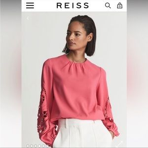 Reiss Belle Embroidery Blouse - size 2